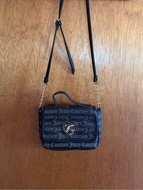 Juicy Couture Black Crossbody Bag with Gold Heart Accent